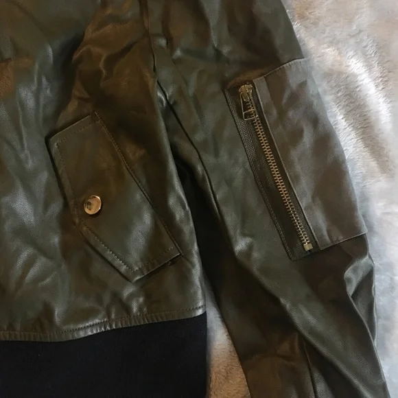UO Fate Leather Bomber Jacket - Picture 4 of 4